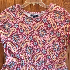 LAUREN Ralph Lauren Cotton Boho Dress XL Ikat Cap Sleeve Full Skirt